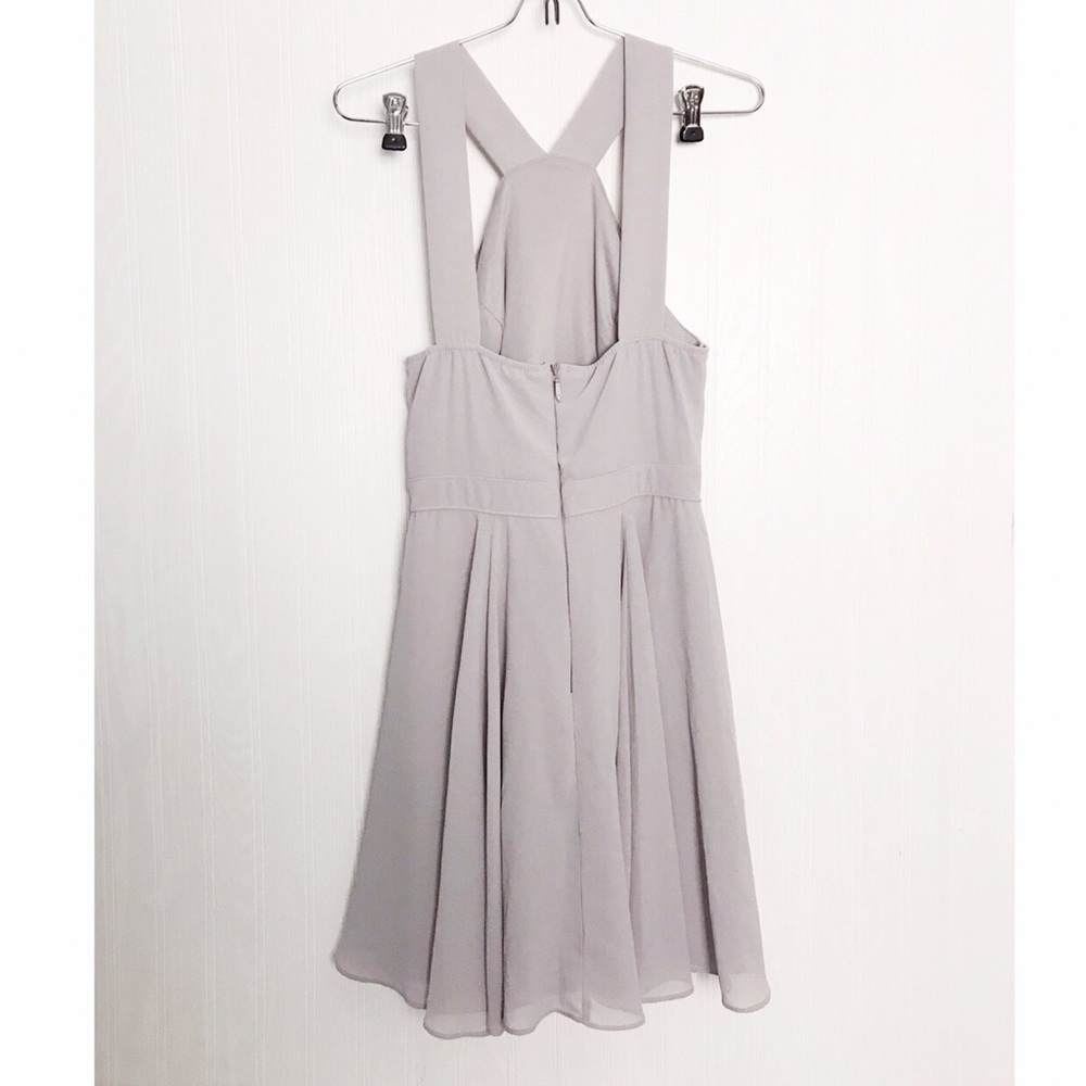 Lulus grey mini dress cross neck - Picture 3 of 4